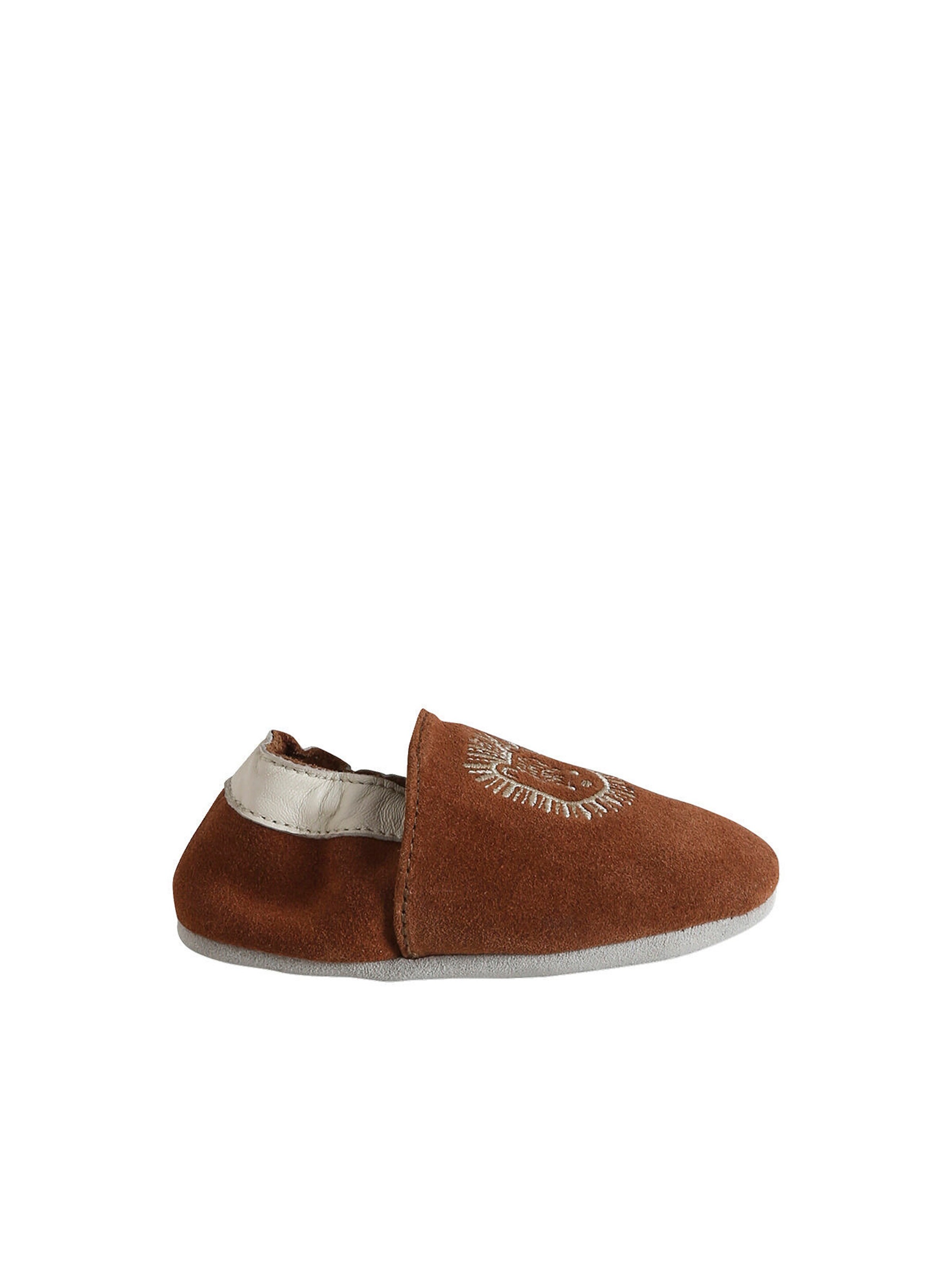 Vertbaudet Baby Krabbelschuhe mit Gummizug braun bedruckt