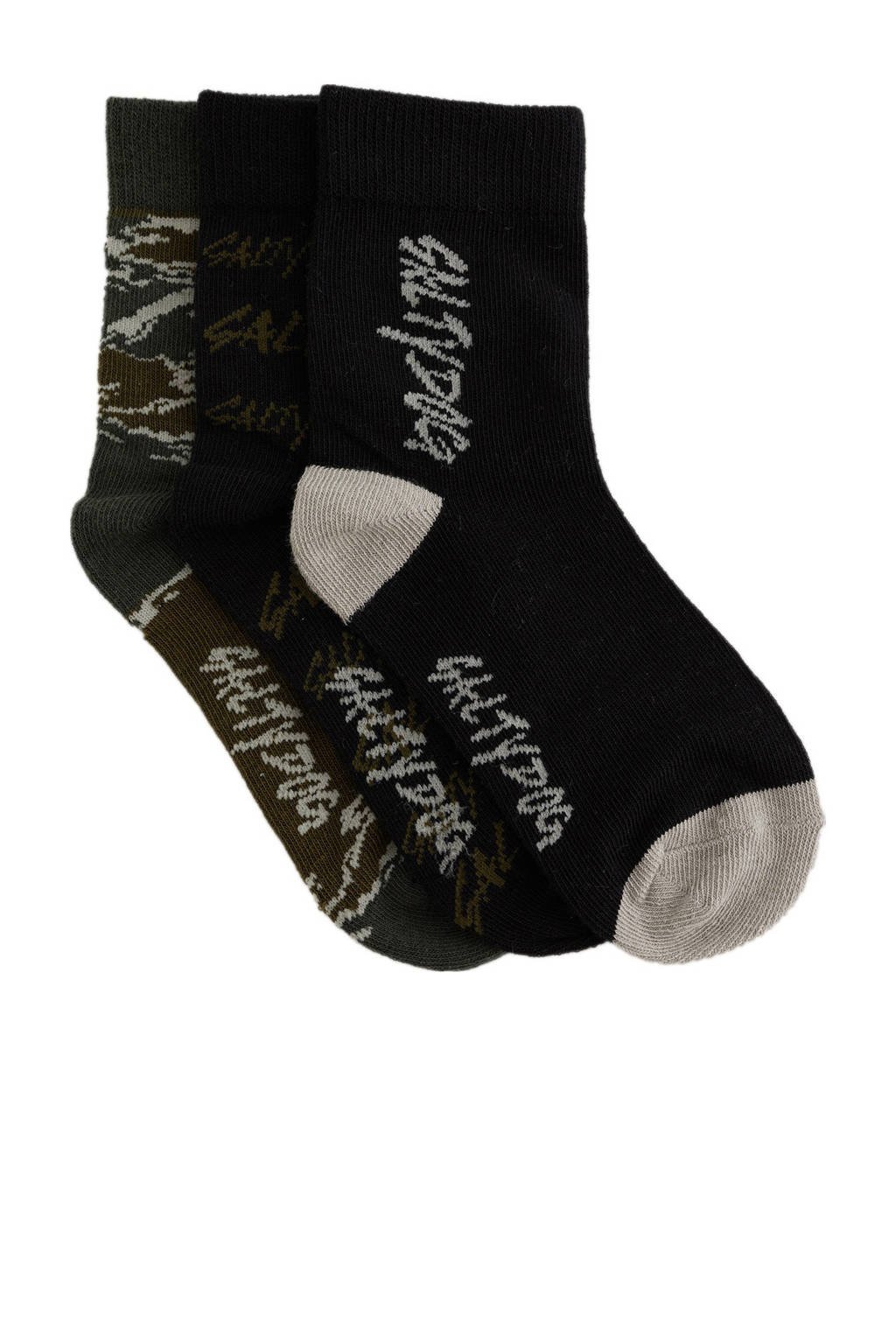 WE Fashion sokken - set van 3 zwart/grijs