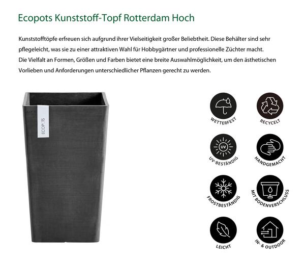 Ecopots Kunststoff-Topf Rotterdam Hoch,