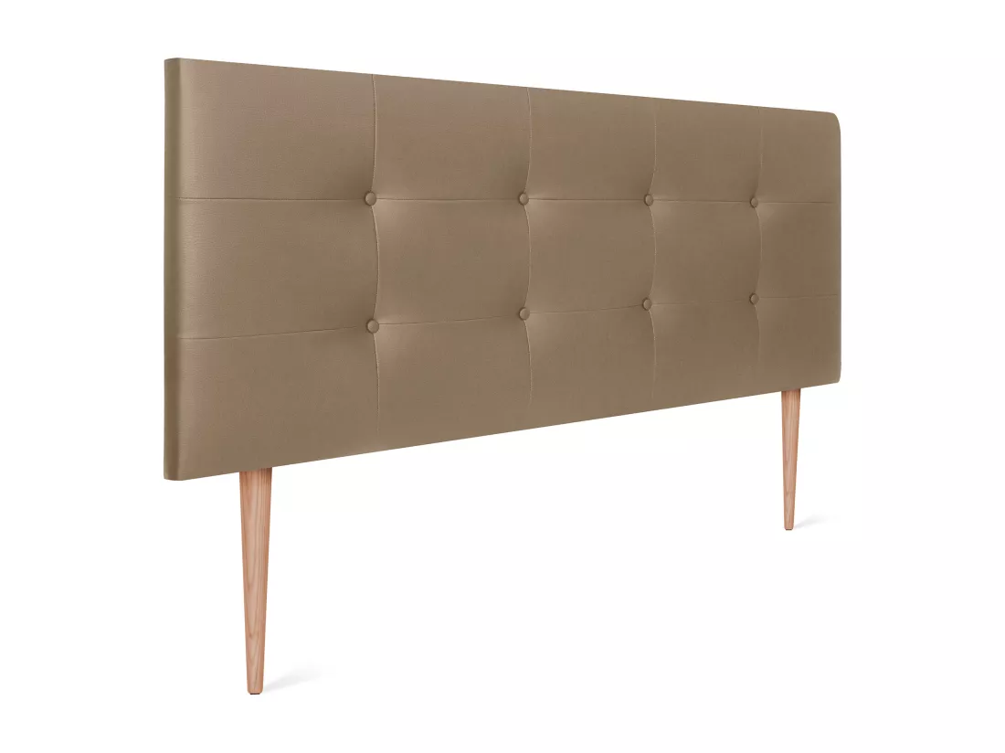DHOME Tête de lit en Similicuir Capitonné 160x115cm avec Pieds Lits 150/160 - Marron Clair