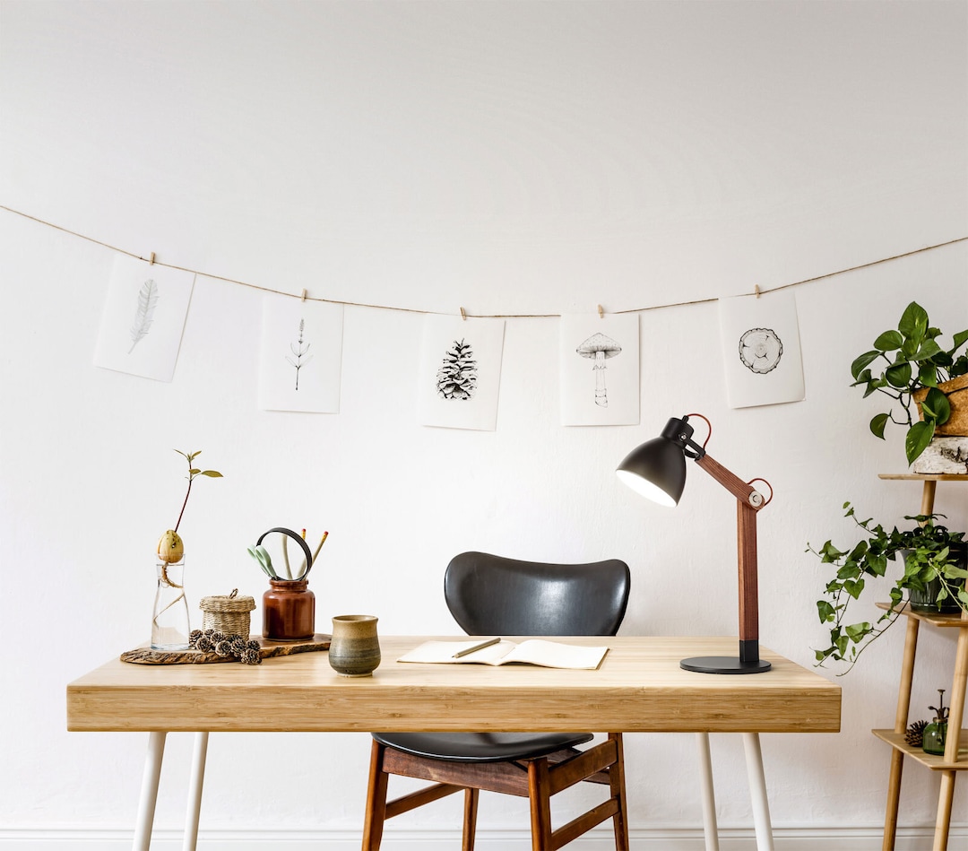 FABAS LUCE Retrofit Schreibtischlampe SVEVA Walnuss