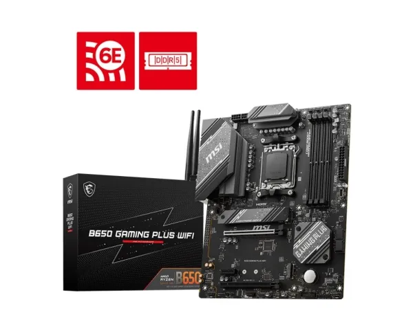 MSI - Bundkort - ATX - Socket AM5 - AMD B650 Chipset - USB 3.2 Gen 1, USB-C 3.2 Gen2, USB 3.2 Gen 2, USB-C 3.2 Gen 2x2 - 2.5 Gigabit LAN, Wi-Fi 6E, Bluetooth - onboard grafik (CPU påkrævet) - HD Audio (8-kanaler)