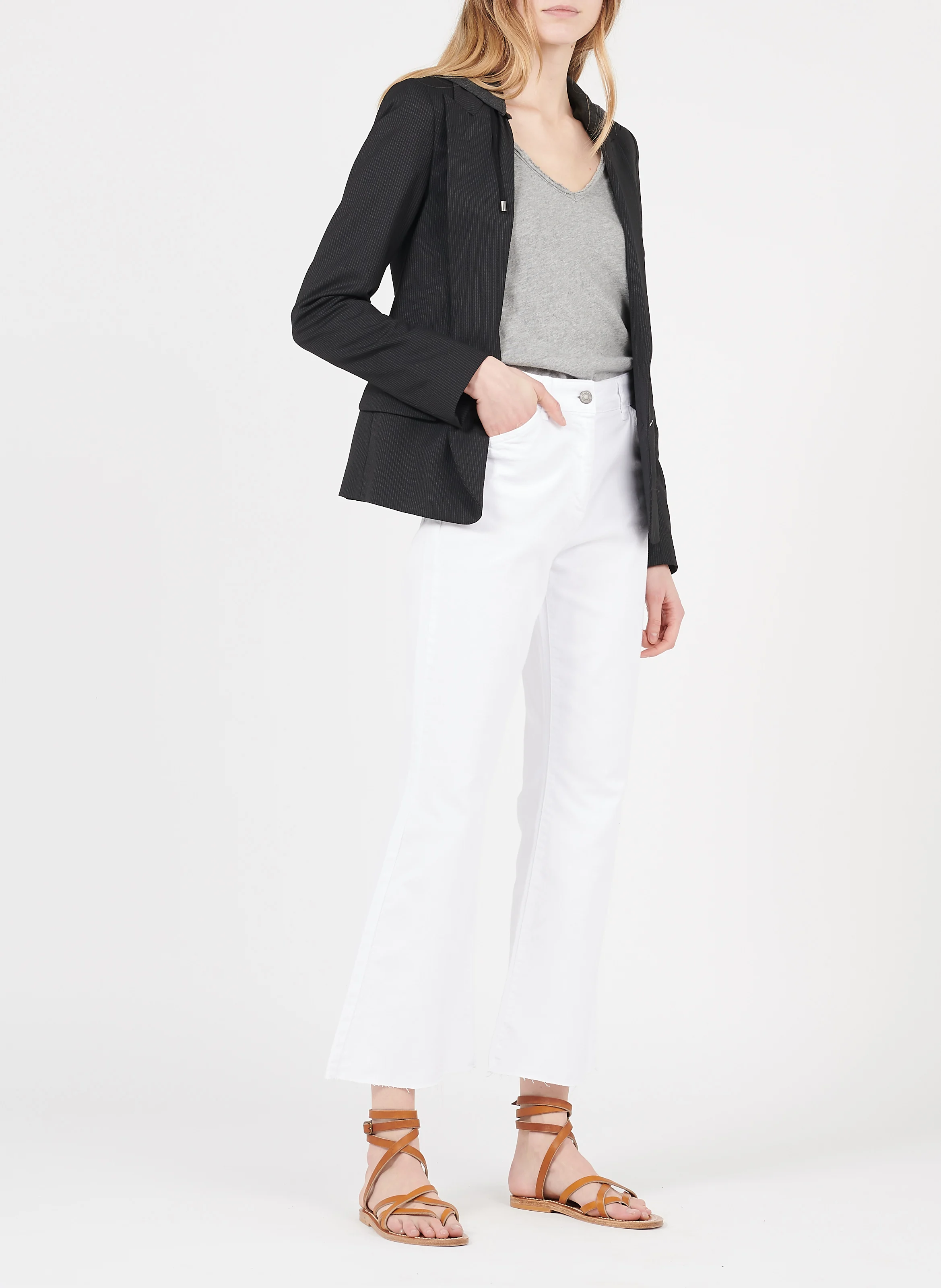 SONOMA - Tee-shirt col V en coton | Gris
