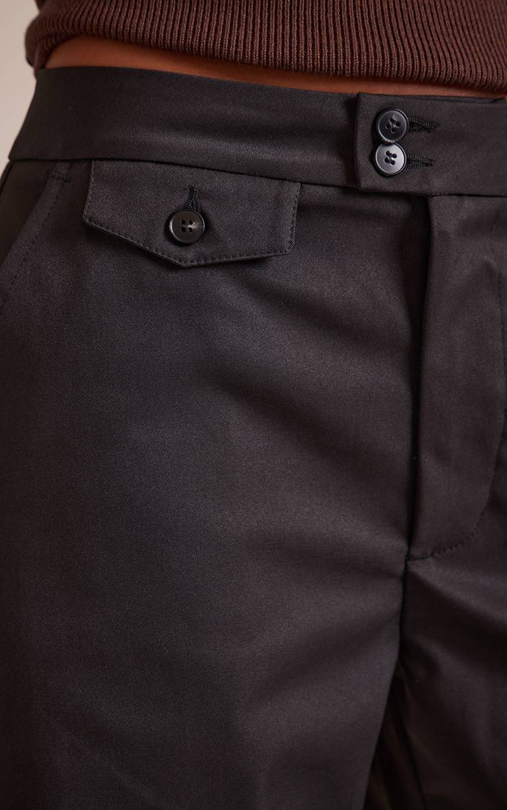 Noir Pantalon Tissé À Boutons Pour Grandes Tailles
