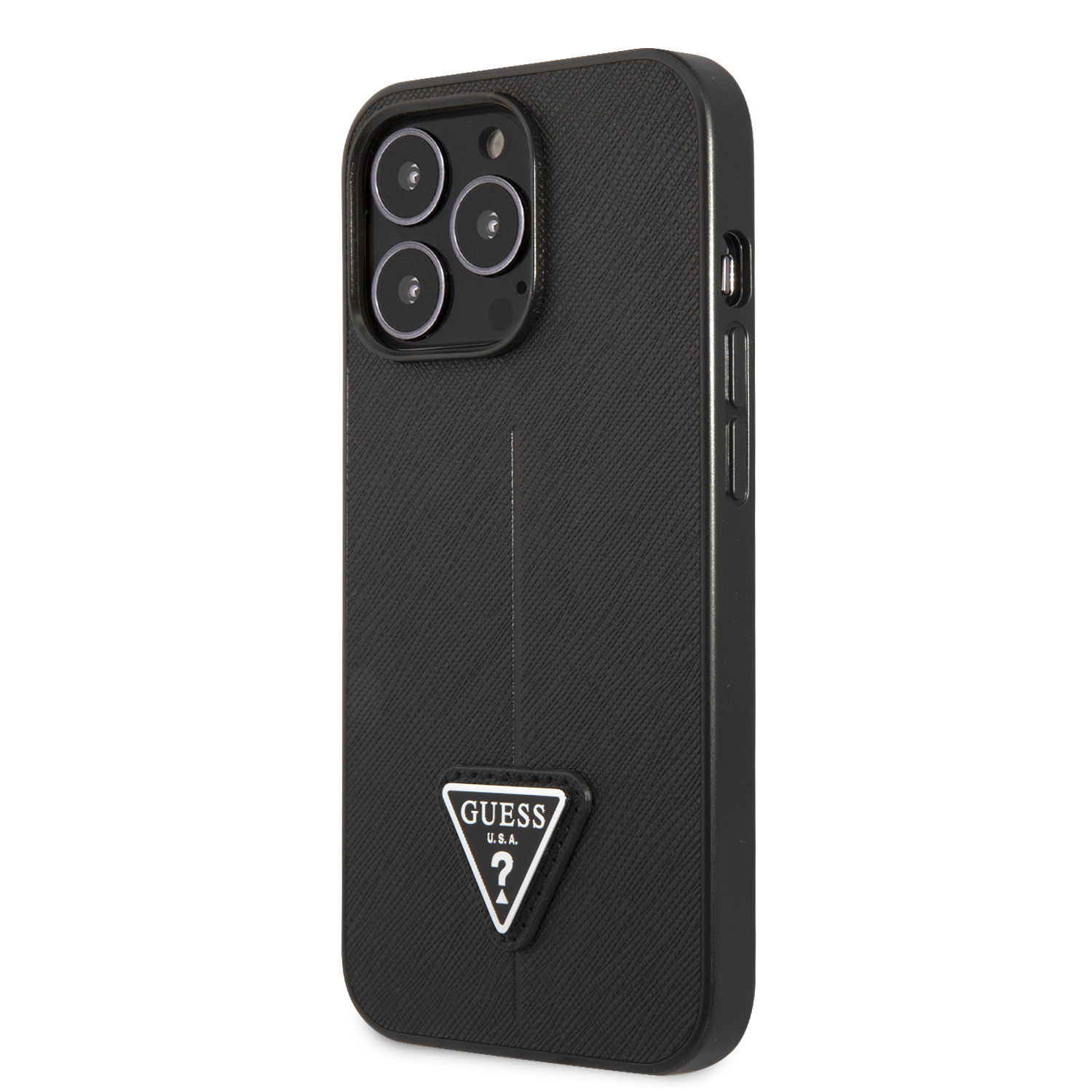 iPhone 13 Pro Leder Saffiano Hardcase Hülle (GUHCP13LPSATLK) - Schwarz
