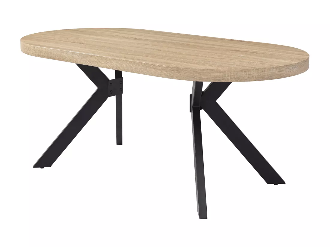 Table à manger 6 personnes en MDF et acier - Naturel clair et Noir - KOMONI
