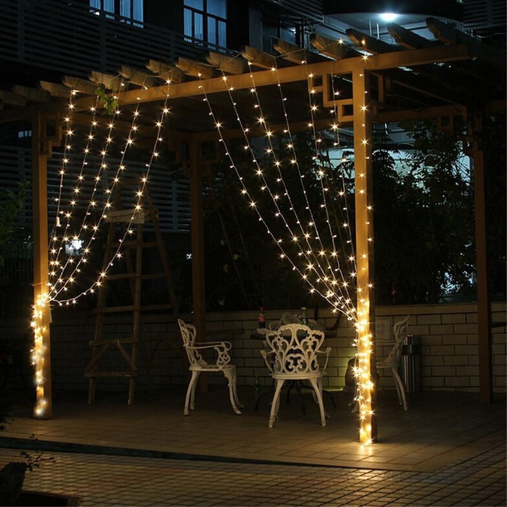 (3x2m) 200 LED's Deko USB Draht Lichterkette Vorhang Beleuchtung 8 Modi   Fernbedienung - Kaltweiss