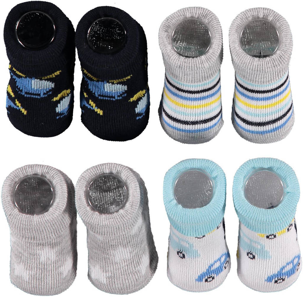 new born sokken - set van 4 in een geschenkset multi