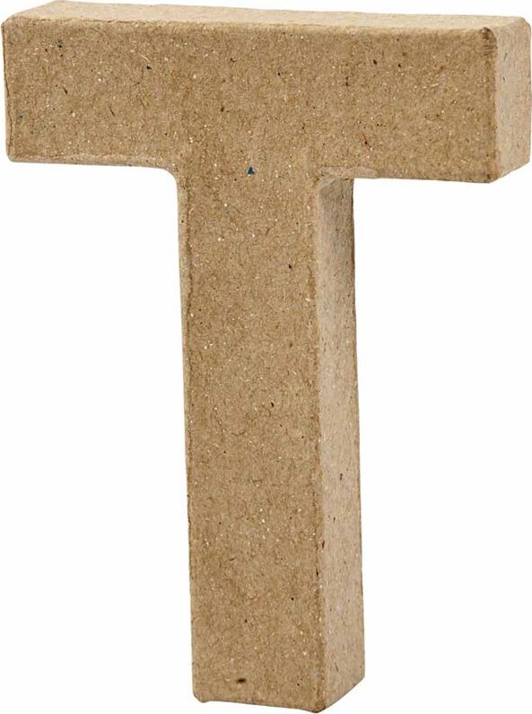 Bogstav Til Pynt - T - Stort Bogstav - Papmaché - 10X7,8 CM