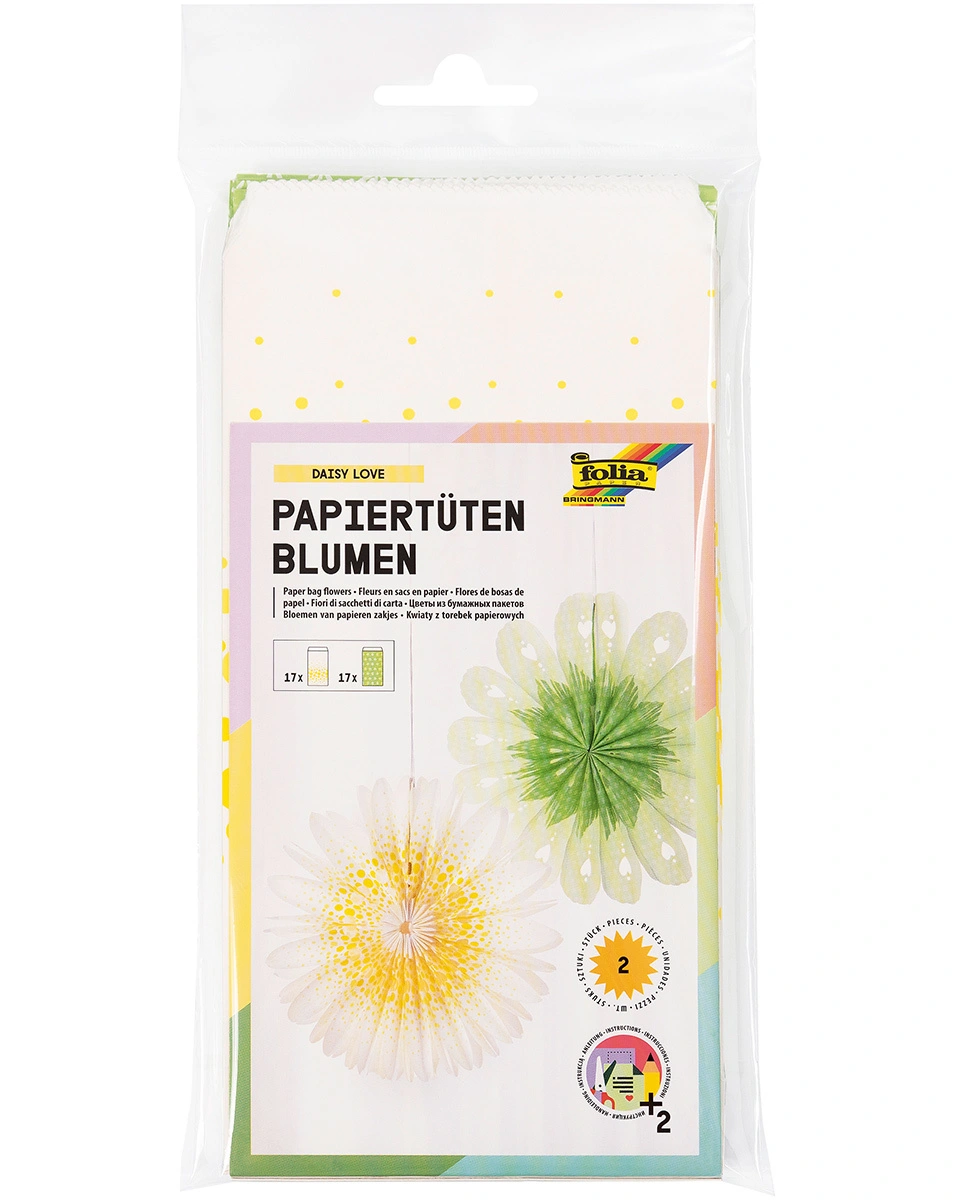Bastelset Papiertütenblumen DAISY LOVE für 2 Sterne/Blüten