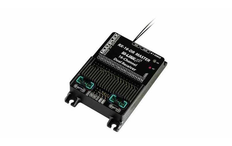 Empfänger RX-16-DR Master M-Link, 16-Kanal<br>Empfänger mit 55 A Akkuweiche, 2.4 GHz M-Link