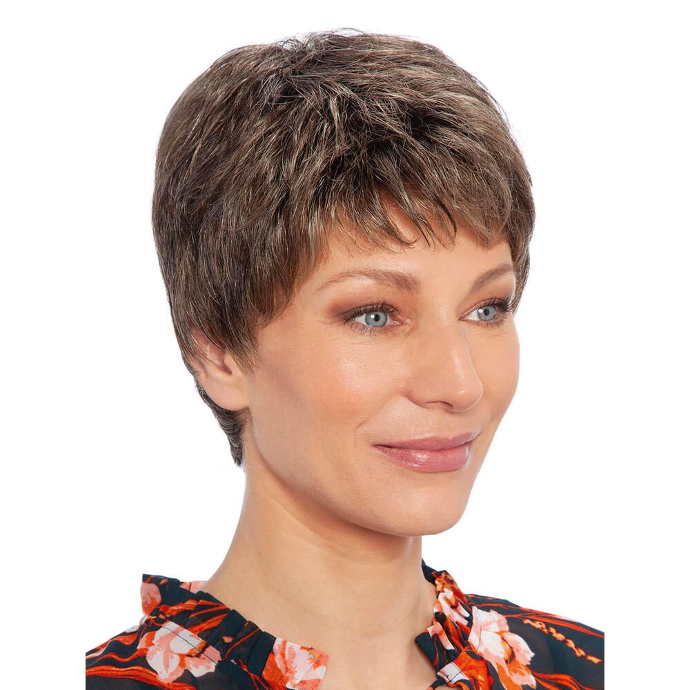 Perücke Sam von trendhair in Tabak/Graublond gesträhnt, dunkler Ansatz