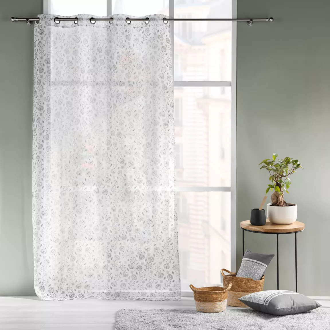 Voilage œillets (140 x 240 cm) Flavie Gris