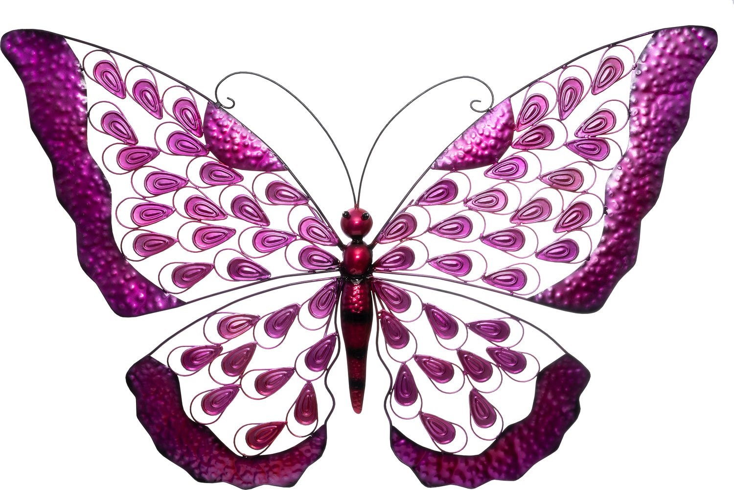 Intratuin tuin wanddecoratie vlinder roze 87 x 2 x 55 cm