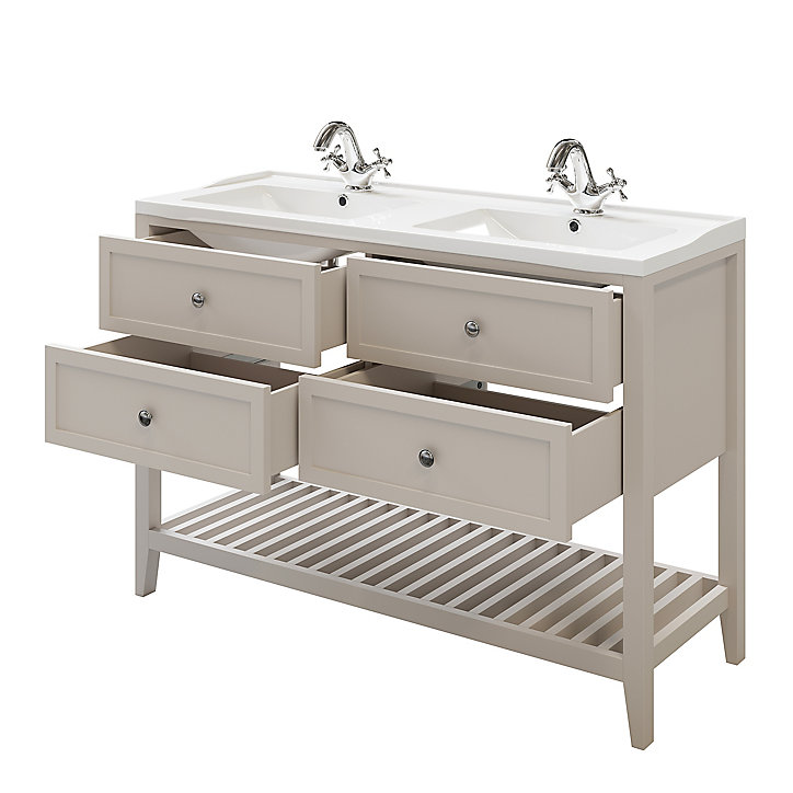 Meuble sous vasque à poser 4 tiroirs GoodHome Perma taupe 120 cm