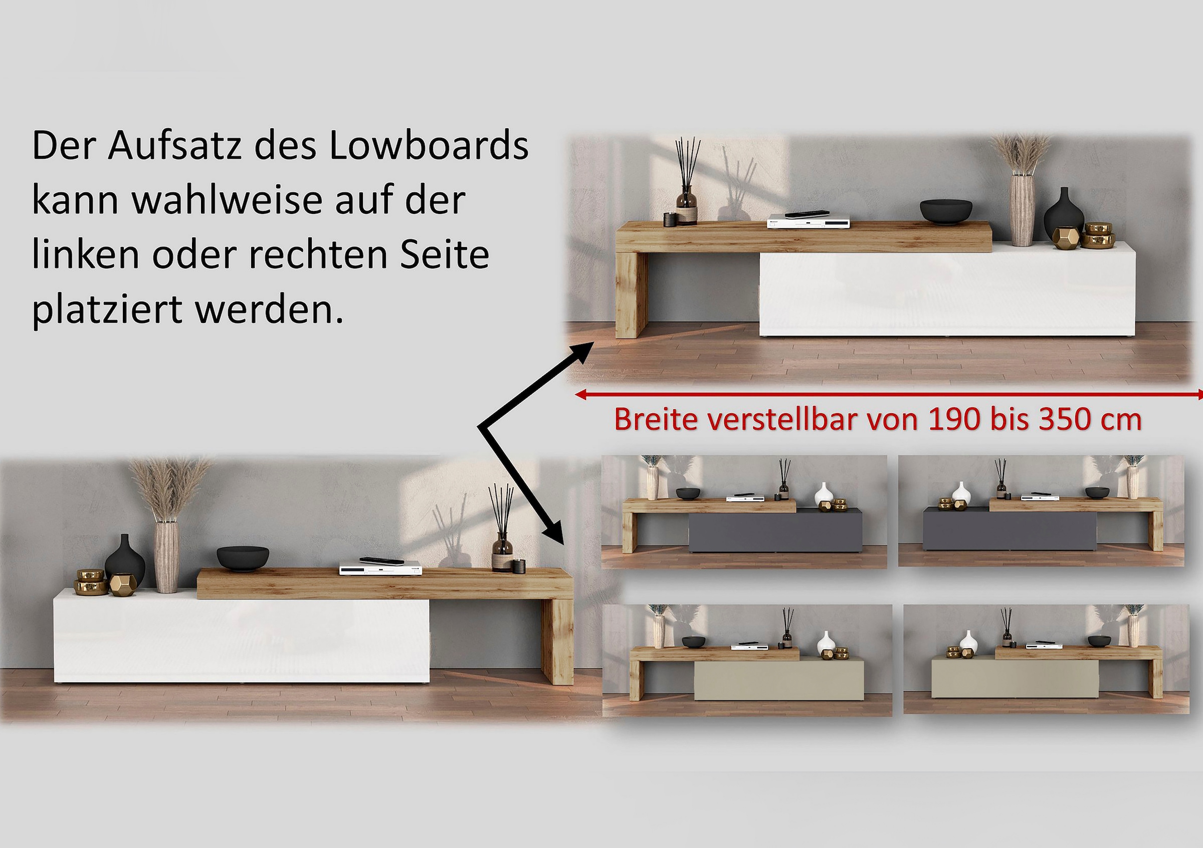 INOSIGN Wohnwand »Chronos Wohnwand, Medienwand, 8-er set« 8 Stk. tlg.