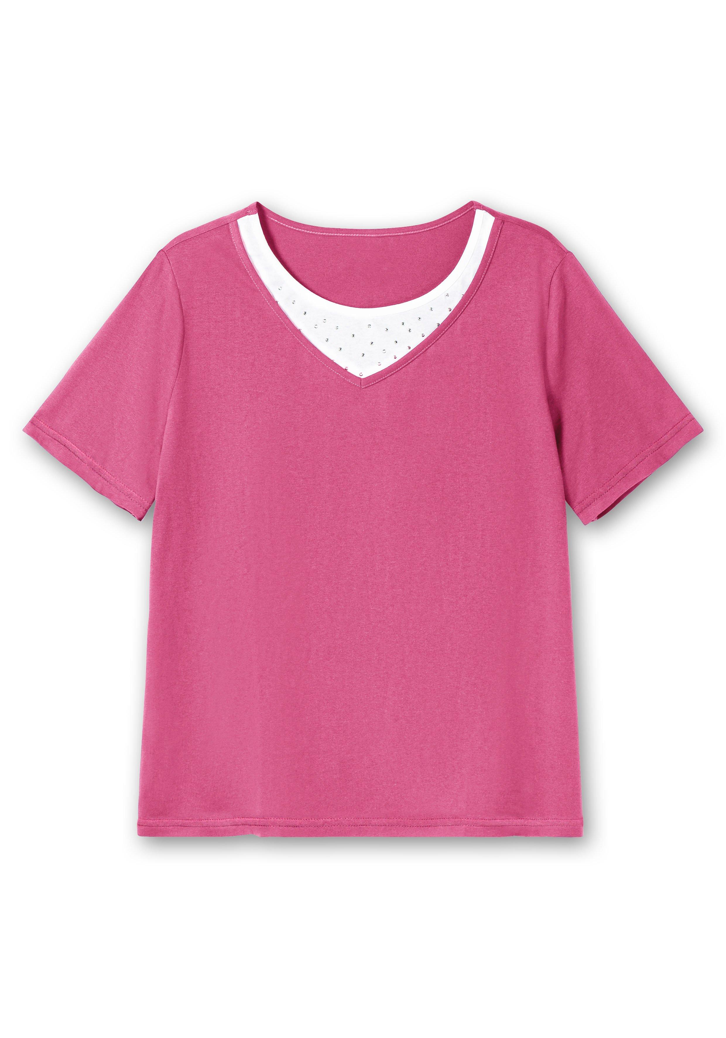 Kurzarmshirt in Layeroptik mit Ziernieten