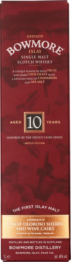 BOWMORE 10 YEARS INSPIRED BY THE DEVIL CASKS SERIES 1LTR