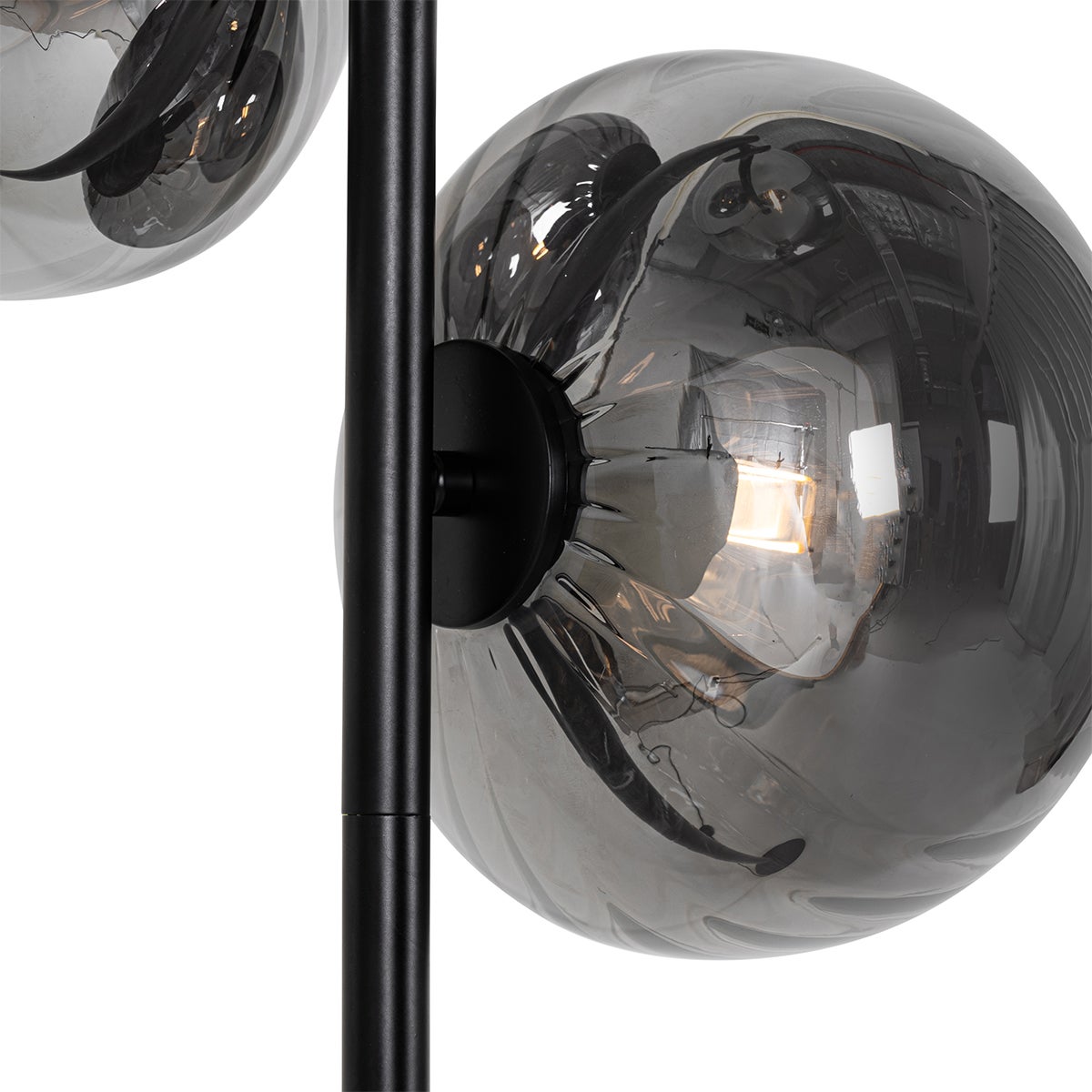 QAZQA - Art Deco vloerlamp, zwart met gerookt glas, 3-lichts – Ayesha | Woonkamer | Slaapkamer - Langwerpig - LED-compatibel, E27