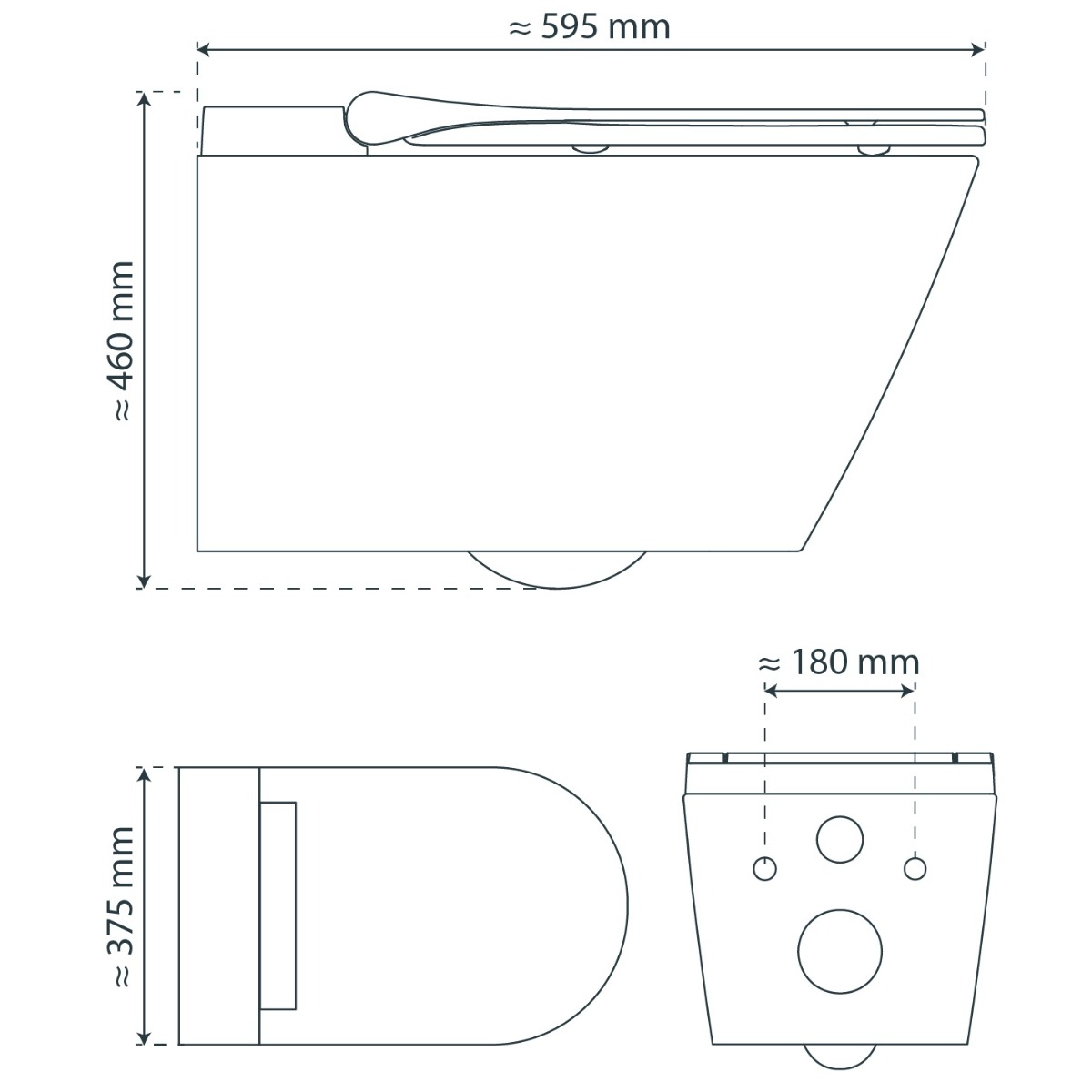 Schutte Cesari Premium randloze douche wc met Slim toiletzitting wit glans