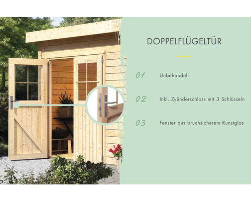 Blokhut Karibu Kasaan 4 met vloer 407 x 290 cm natuurlijk
