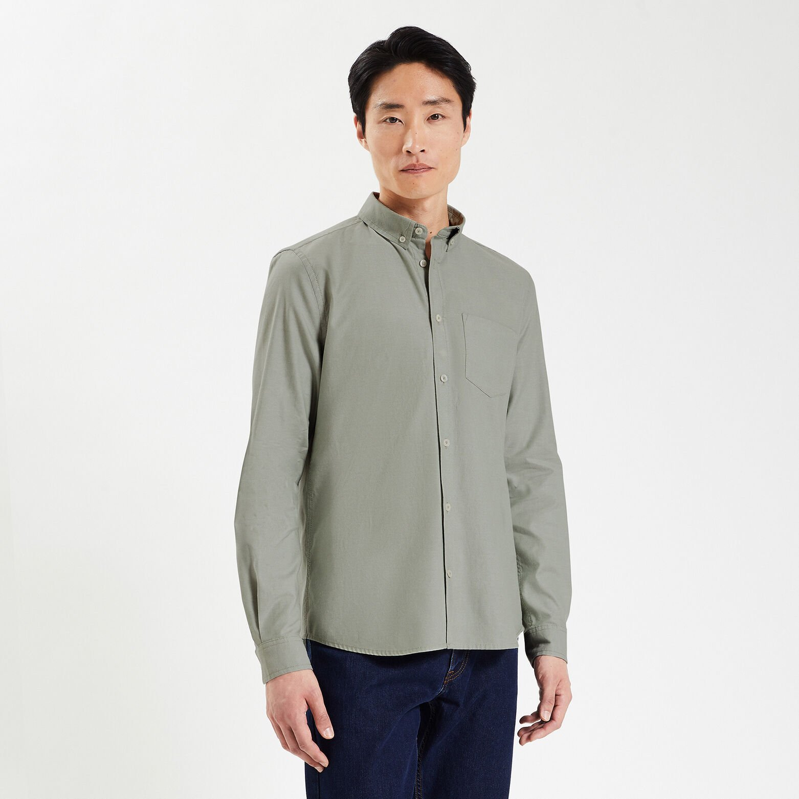 Chemise oxford unie 'le parfait by JULES' coton bi Vert kaki