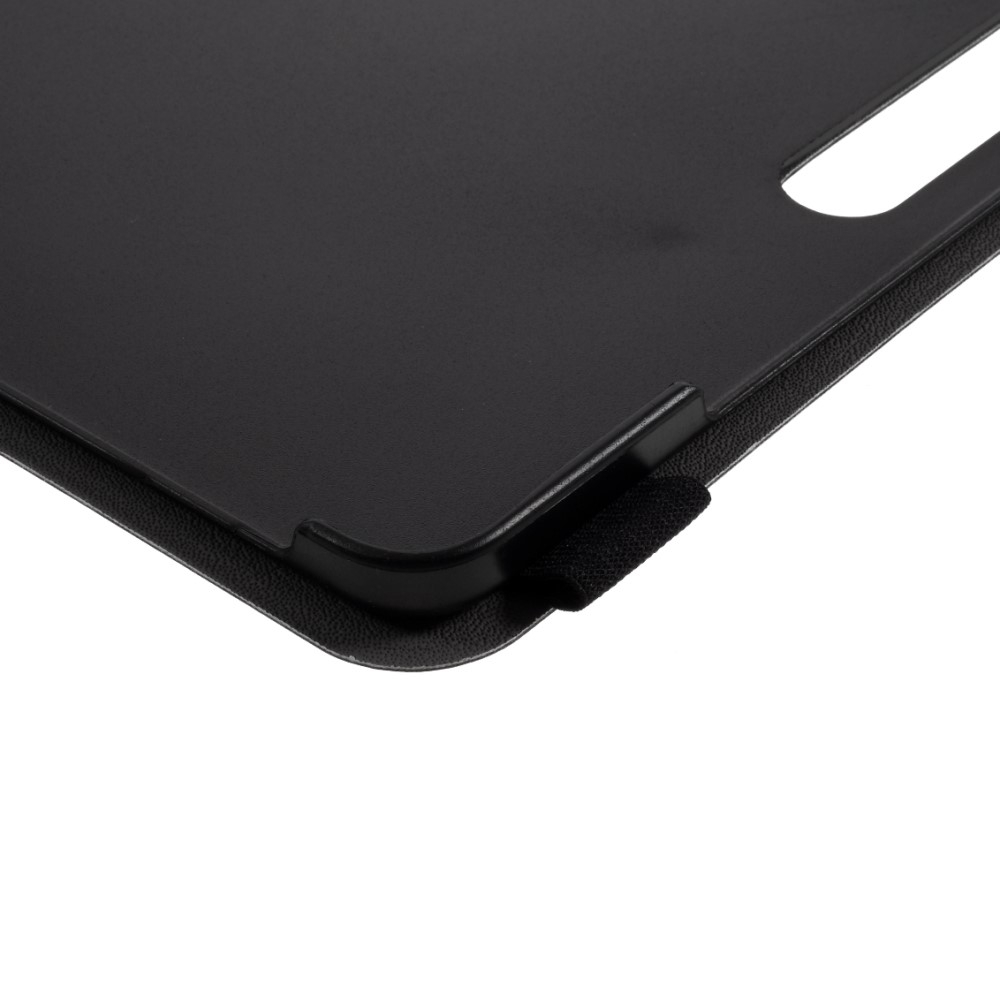 Samsung Galaxy Tab S8  Plus / Tab S7  Plus Leder Tasche mit Bluetooth Tastatur (QWERTY)   Touch Pen Halterung Litchi Look - Schwarz