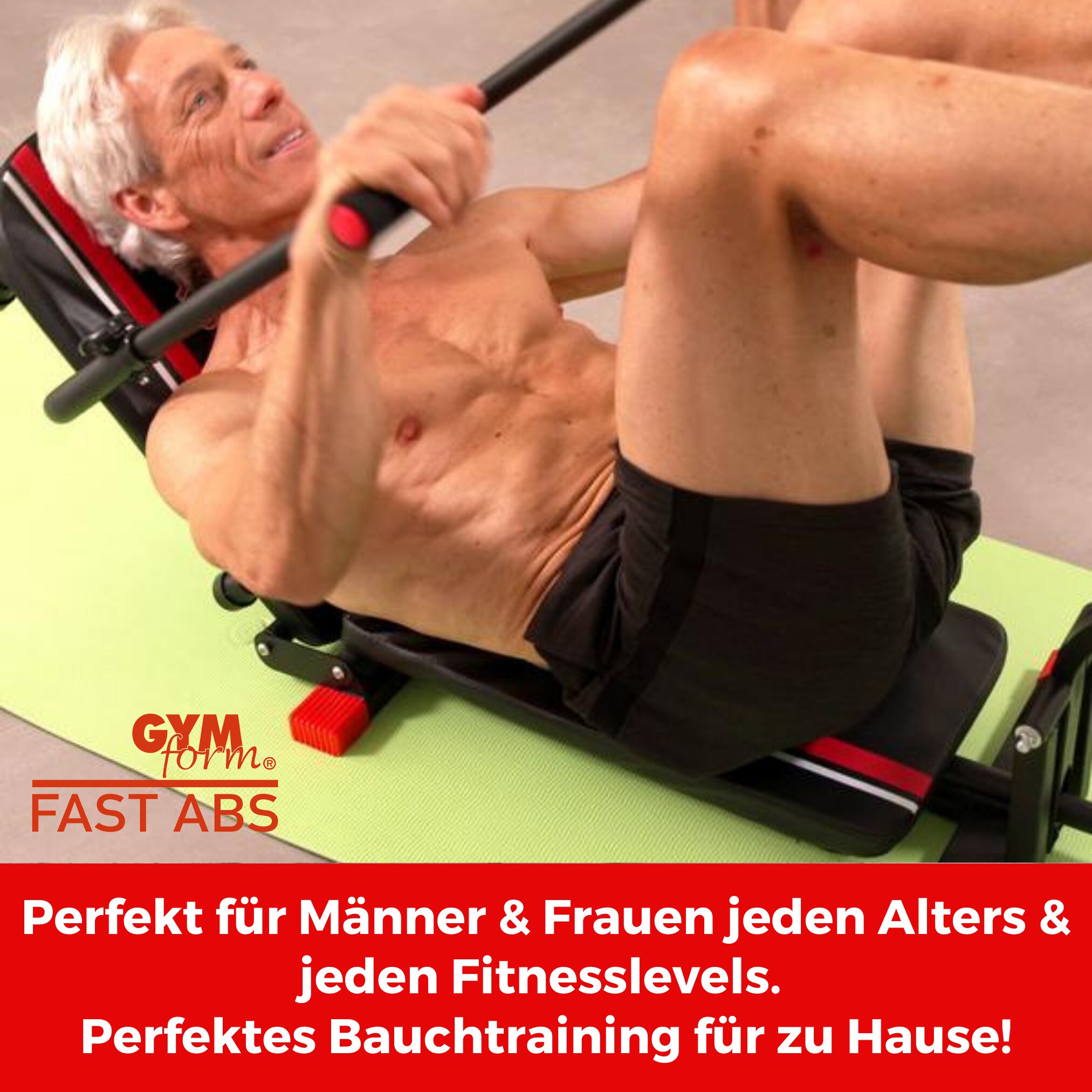 Gymform® Bauchmuskeltrainer - Bauchtrainer Zuhause, klappbar Fast Abs