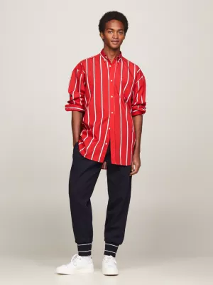 Camisa Clássica com Listras e Brasão