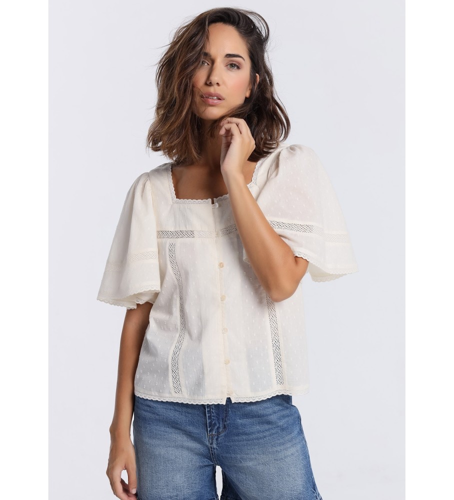 Blusa Lois White de mangas largas