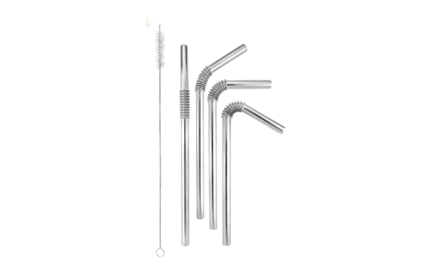 Turtleneck Straw Biegsamer Trinkhalm aus Edelstahl 4 Stück / 22 cm inklusive Reinigungsbürste
