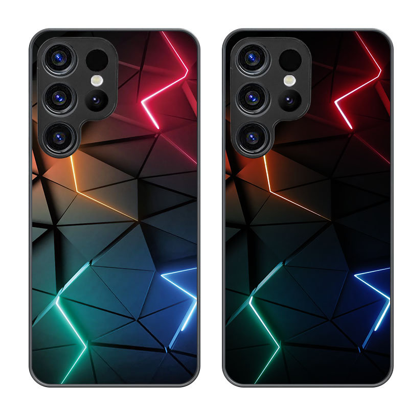 Samsung Galaxy S24 Ultra Hybrid Hardcase Hülle mit TPU Bumper   LED Acryl Rückseite   Kameraschutz - Blitz Design