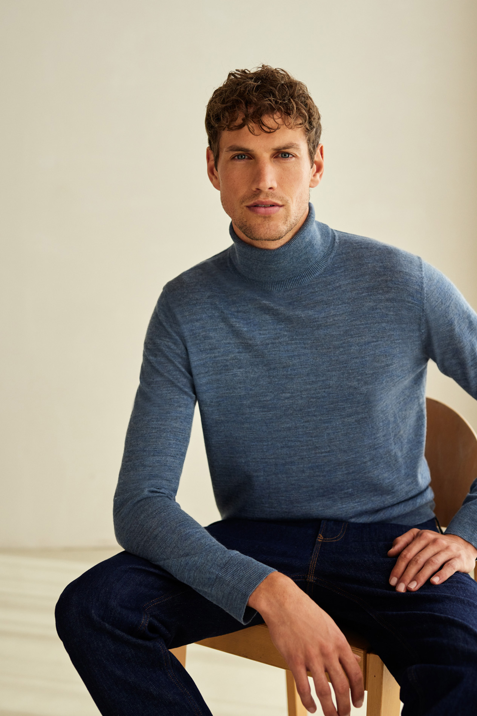 coltrui van merinowol WE Fashion Pastelblauw