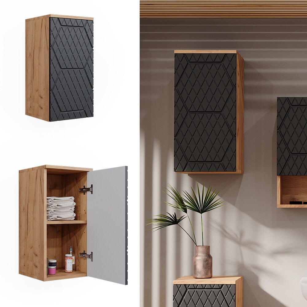 Vicco Hängeschrank Irma Eiche Anthrazit 30 x 59 cm 2 Fächer Badezimmer