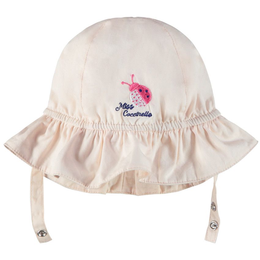 Charlotte en popeline avec broderie coccinelle pour bébé fille - Rose