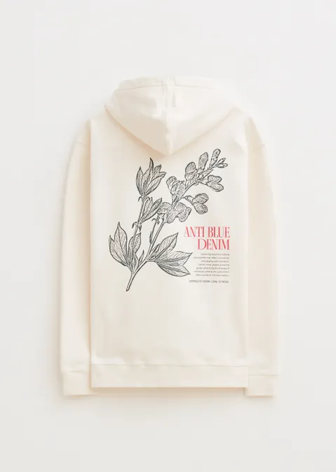 Hoodie met backprint united off-white (CREME.L)
