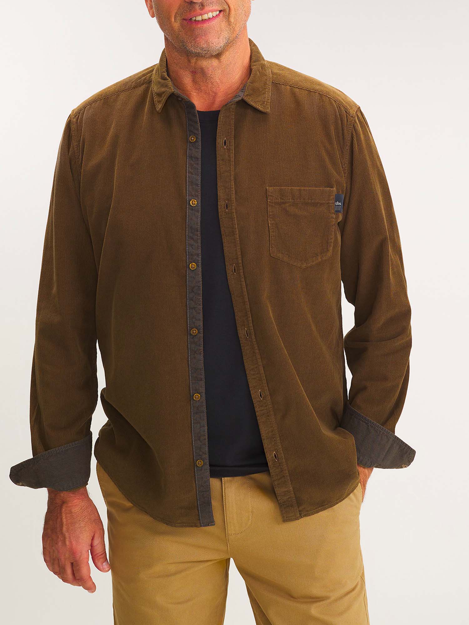 Chemise Homme Velours Côtelé Marron