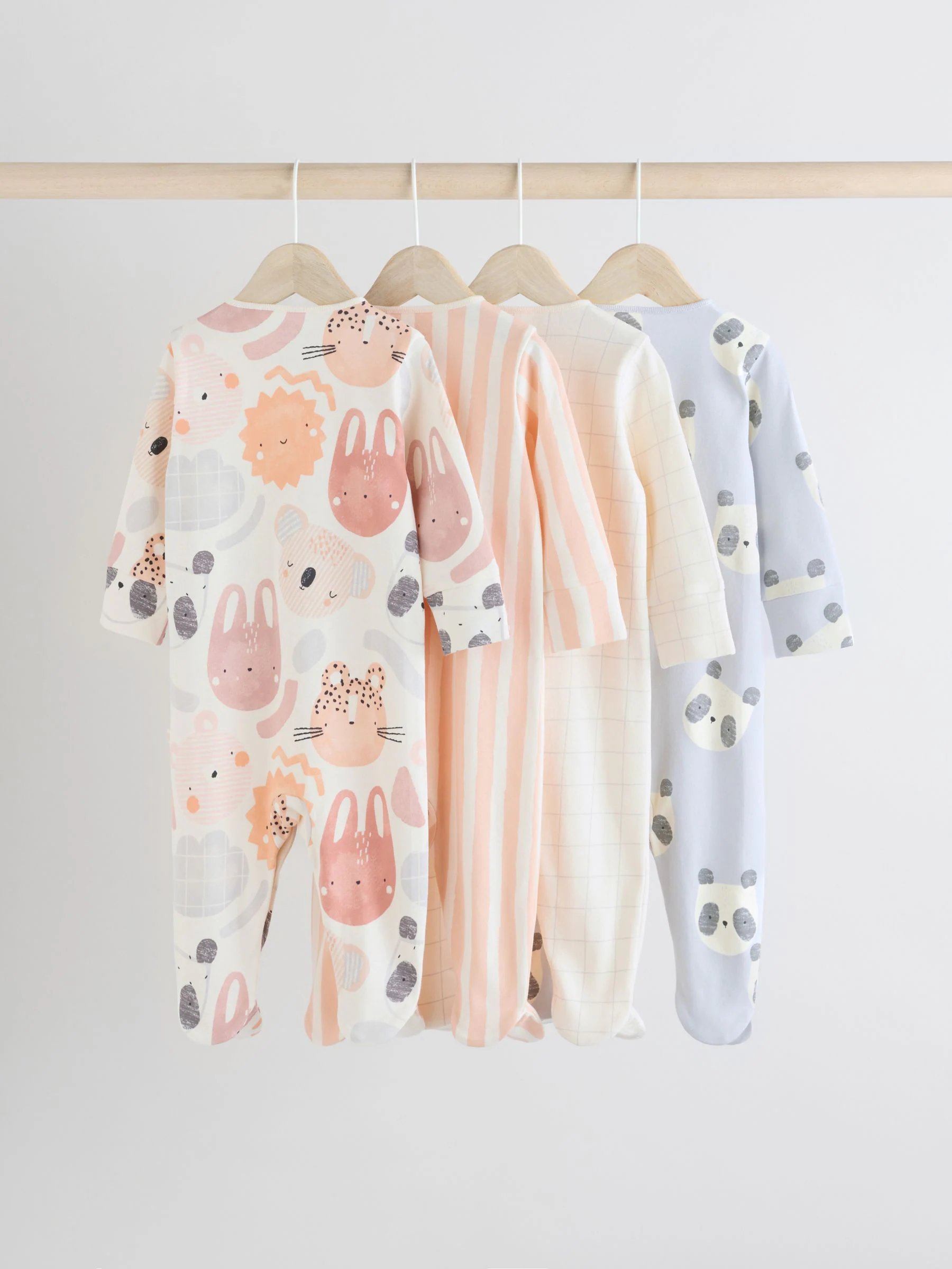 Multi - Verpakking van 4 babypyjama's met dierenprint van 100% katoen (0 mnd - 2 jr)