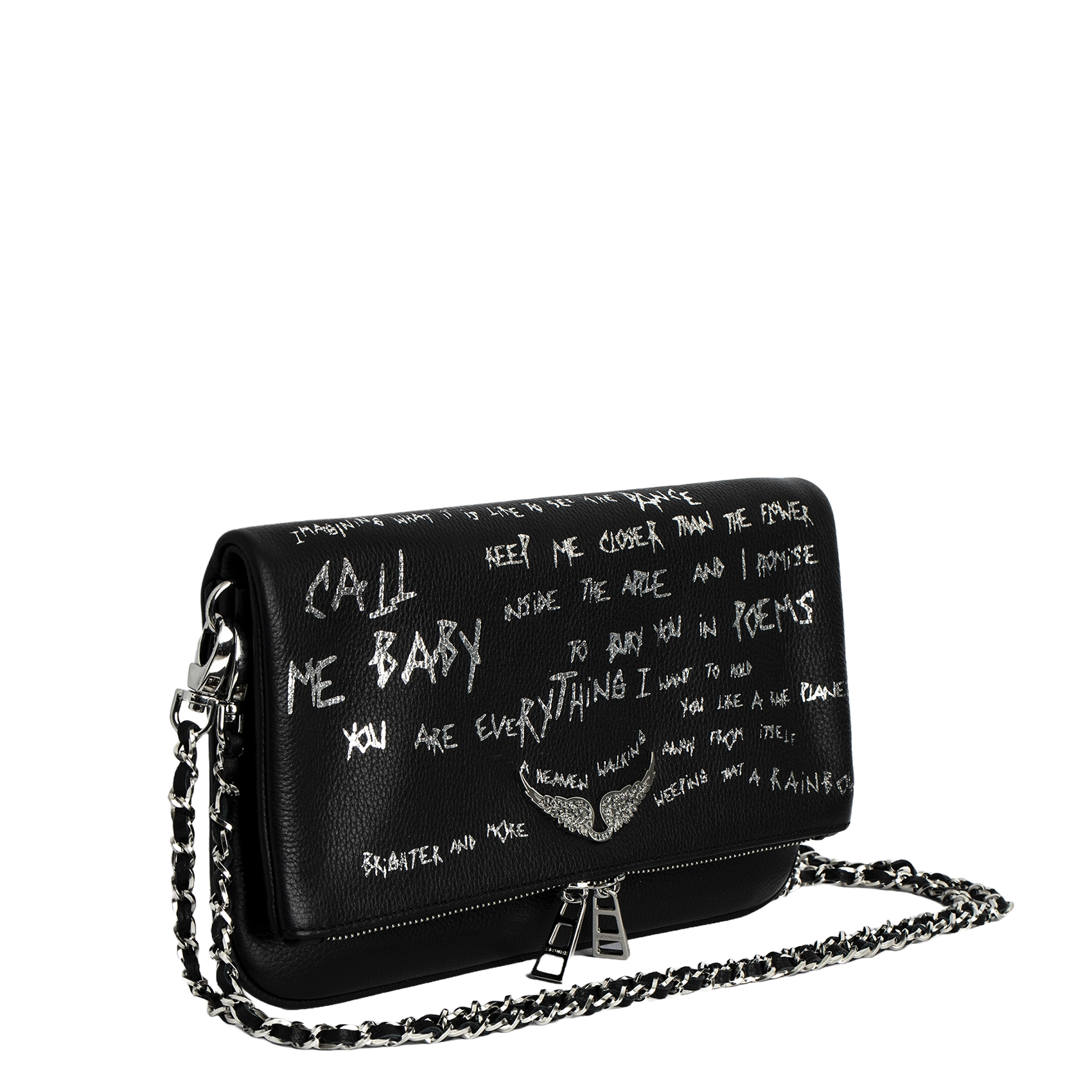 ROCK - Pochette en cuir imprimée | Noir