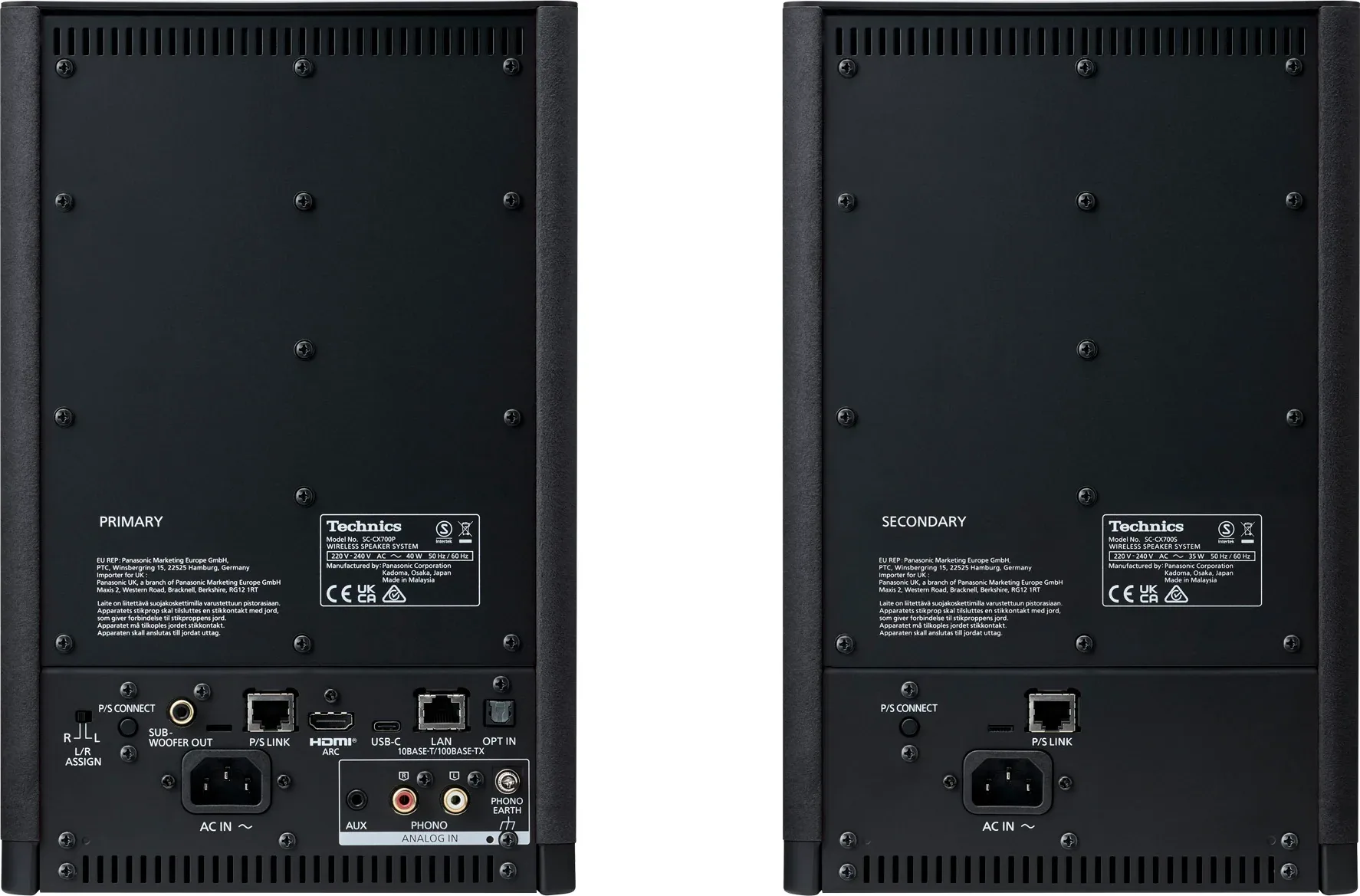 Technics SC-CX700E Noir mat (la paire) Enceintes sans fil hi-fi
