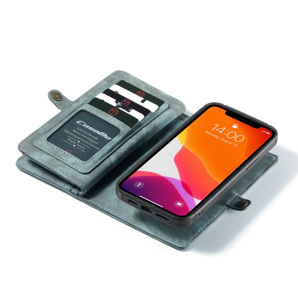 iPhone 12 / iPhone 12 Pro 2in1 Leder Tasche   Magnet Hardcase Karten Etui - Blau