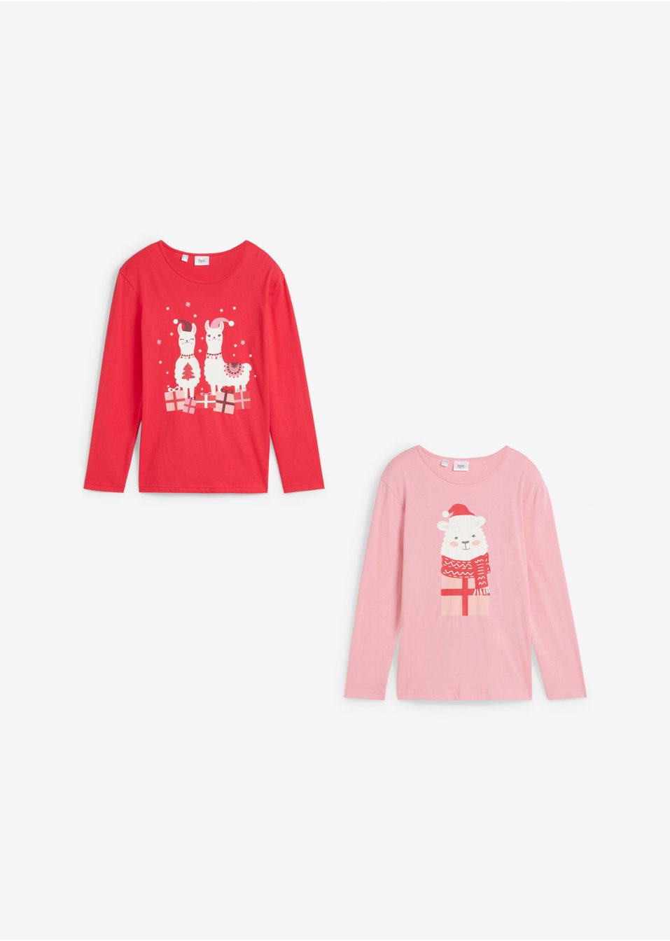 Lot de 2 T-shirts manches longues fille avec motif de Noël