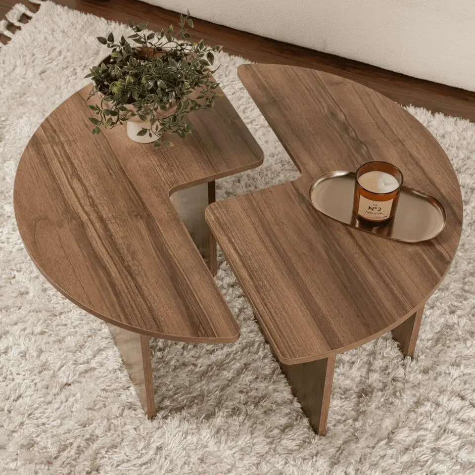 CALICOSY - Set van 2 salontafels MOIRA - 90x90x41 cm