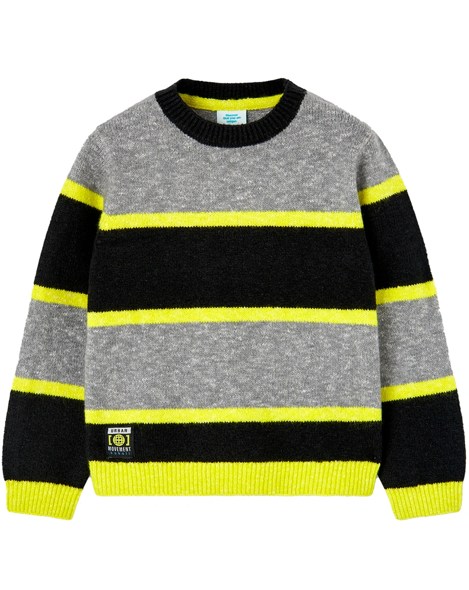 Strickpullover STRIPES in grau/gelb/schwarz