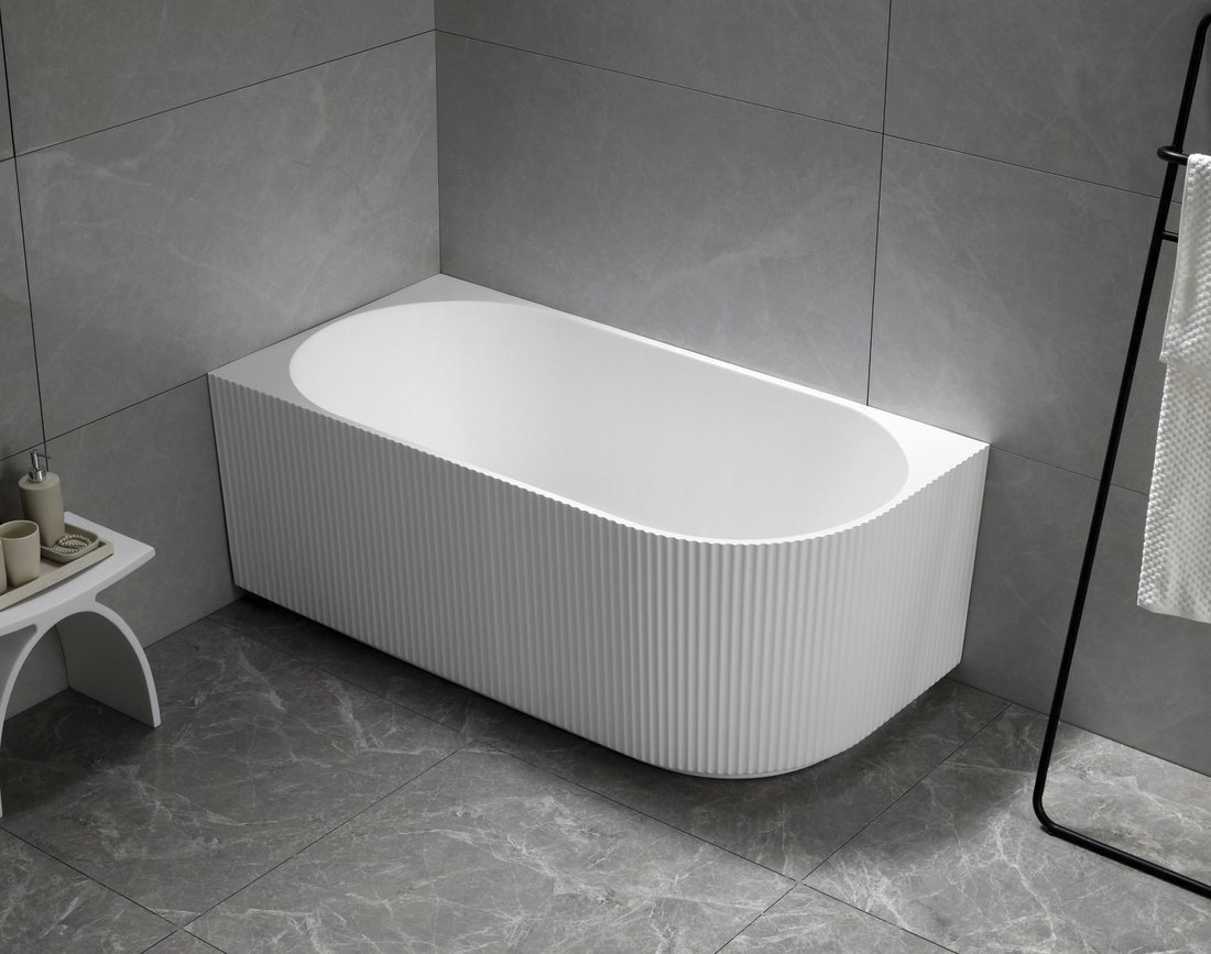 Aqualine Tibera hoekbad links met ribbel 170x80cm wit