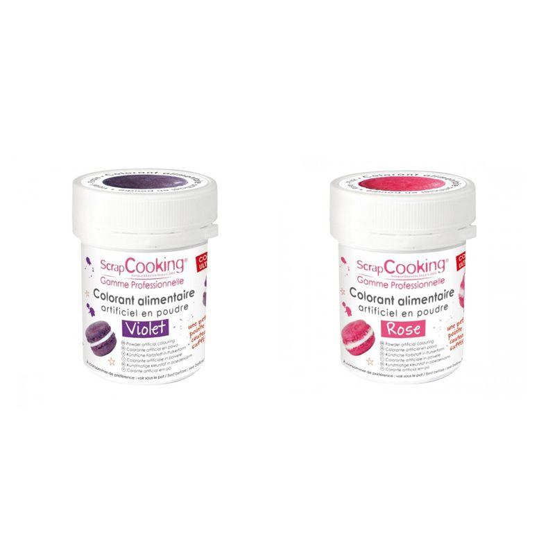 2 colorants alimentaires en poudre - violet-rose Scrapcooking