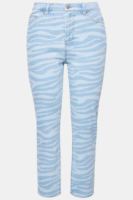 Mom-Jeans, Wide Legs, Zebra-Print, 5-Pocket