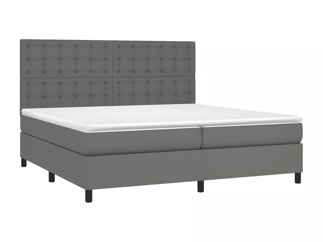 Sommier tapissier et matelas et LED Gris 200x200 cm Similicuir