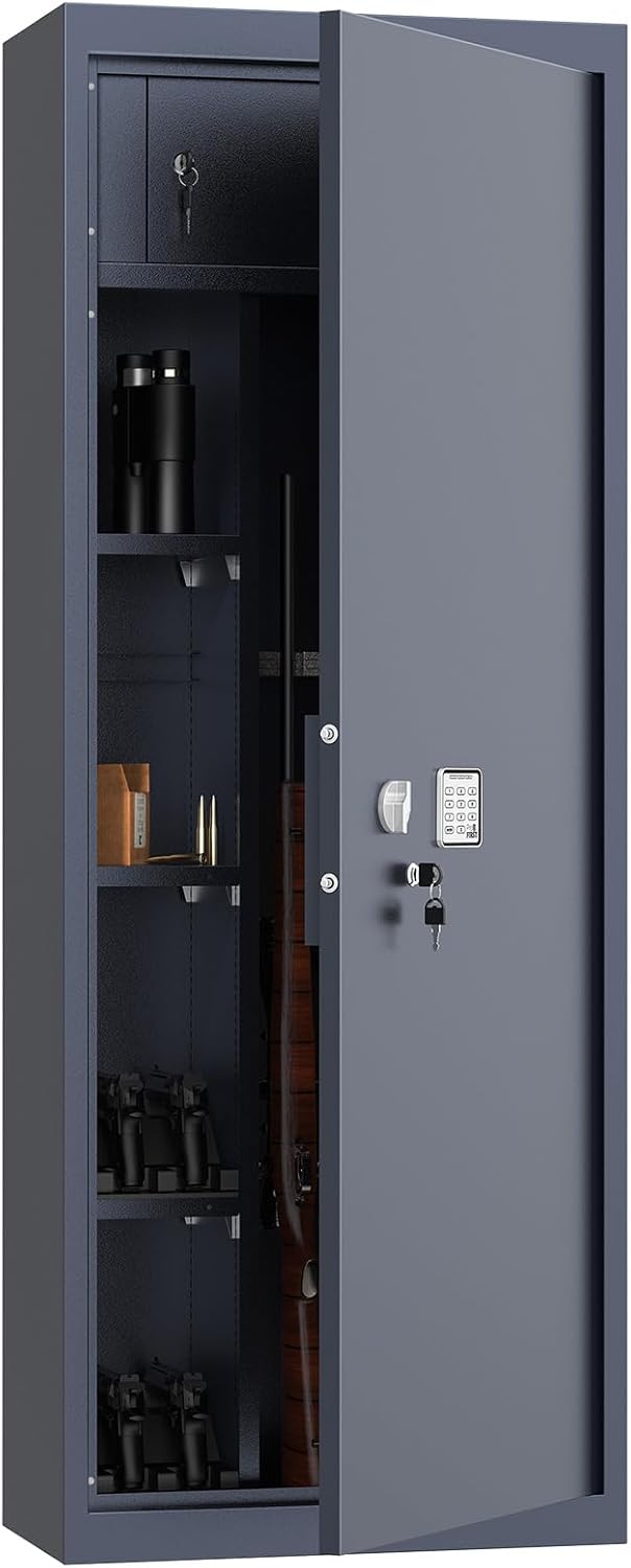 Profirst Waffenschrank Forest 8 Stahl Elektronikschloss Notöffnung separat versperrbarer Innentresor 3 Fachboden Putzstockhalterung Schaumstoffwaffenhalter inkl. Befestigungsmaterial