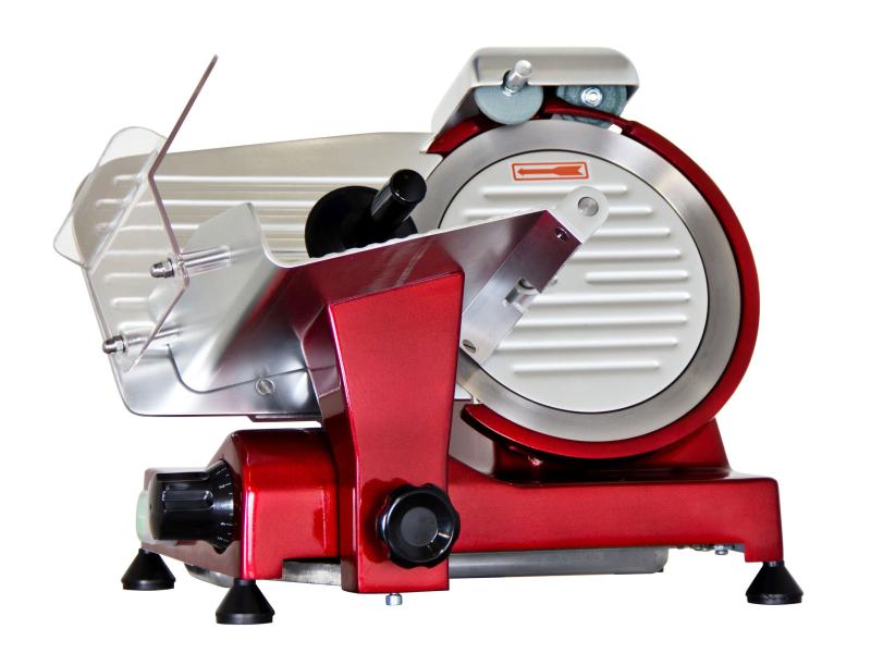 Weber Home Schneidemaschine AM220R Rot Aufschnittmaschine mit Schleifstein